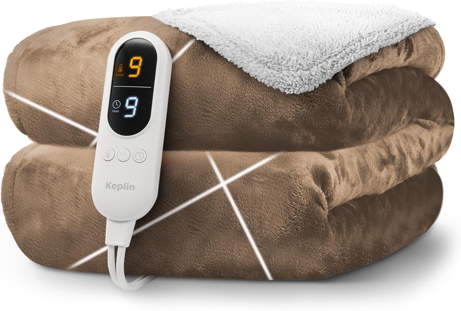 KEPLIN Large Electric Heated Throw Blanket - Electric Heated Blanket Throw for B...