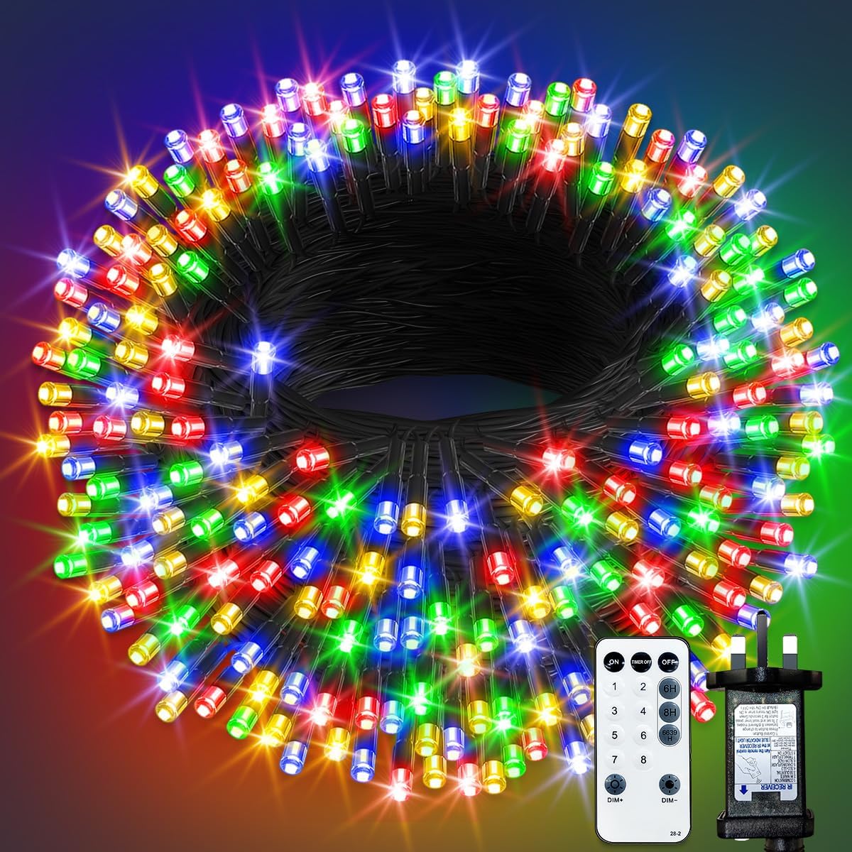 105M Christmas Lights Outdoor Multicoloured, 1000 LED Christmas Tree Lights, IP6...