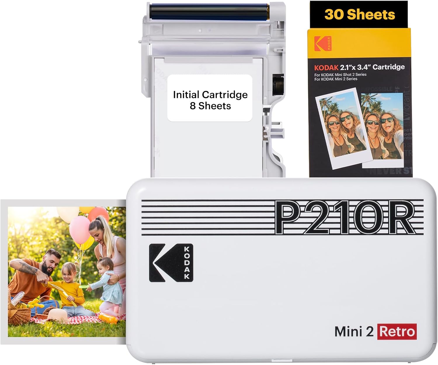 Kodak Mini 2 Retro 4PASS Portable Photo Printer, 2.1x3.4 inches, 38 Sheets Bundl...