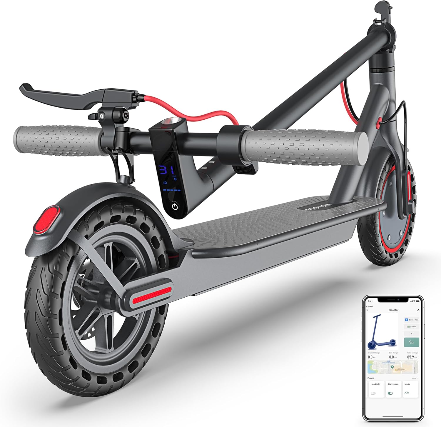 Electric Scooter - 8.5"/10'' Solid Tires, 350W/500W Motor, Up to 19-22MPH and 21...
