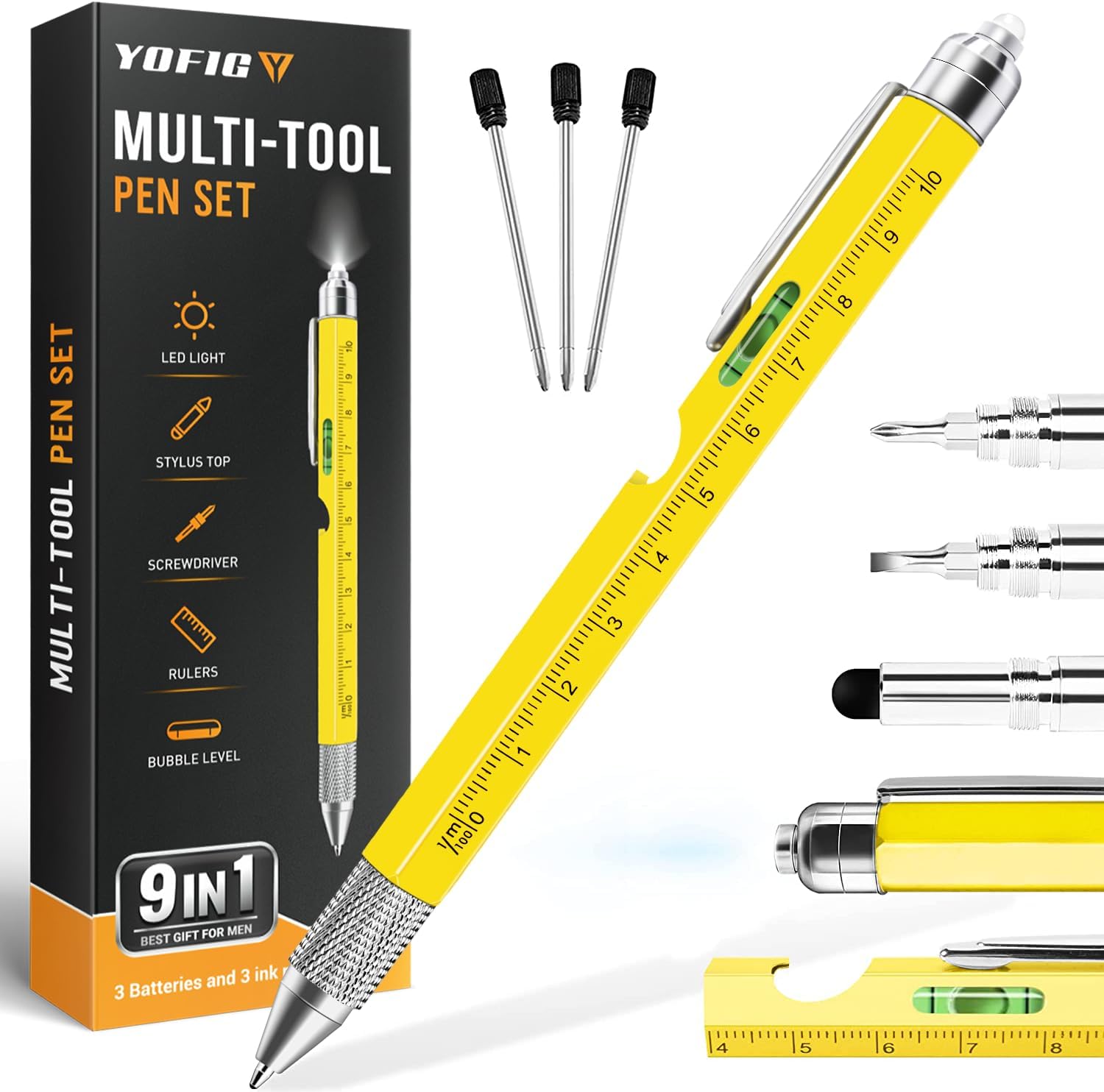 Gifts for Men, Stocking Fillers, 9 IN 1 Multi Tool Pen Gadgets for Men, Mens Gif...