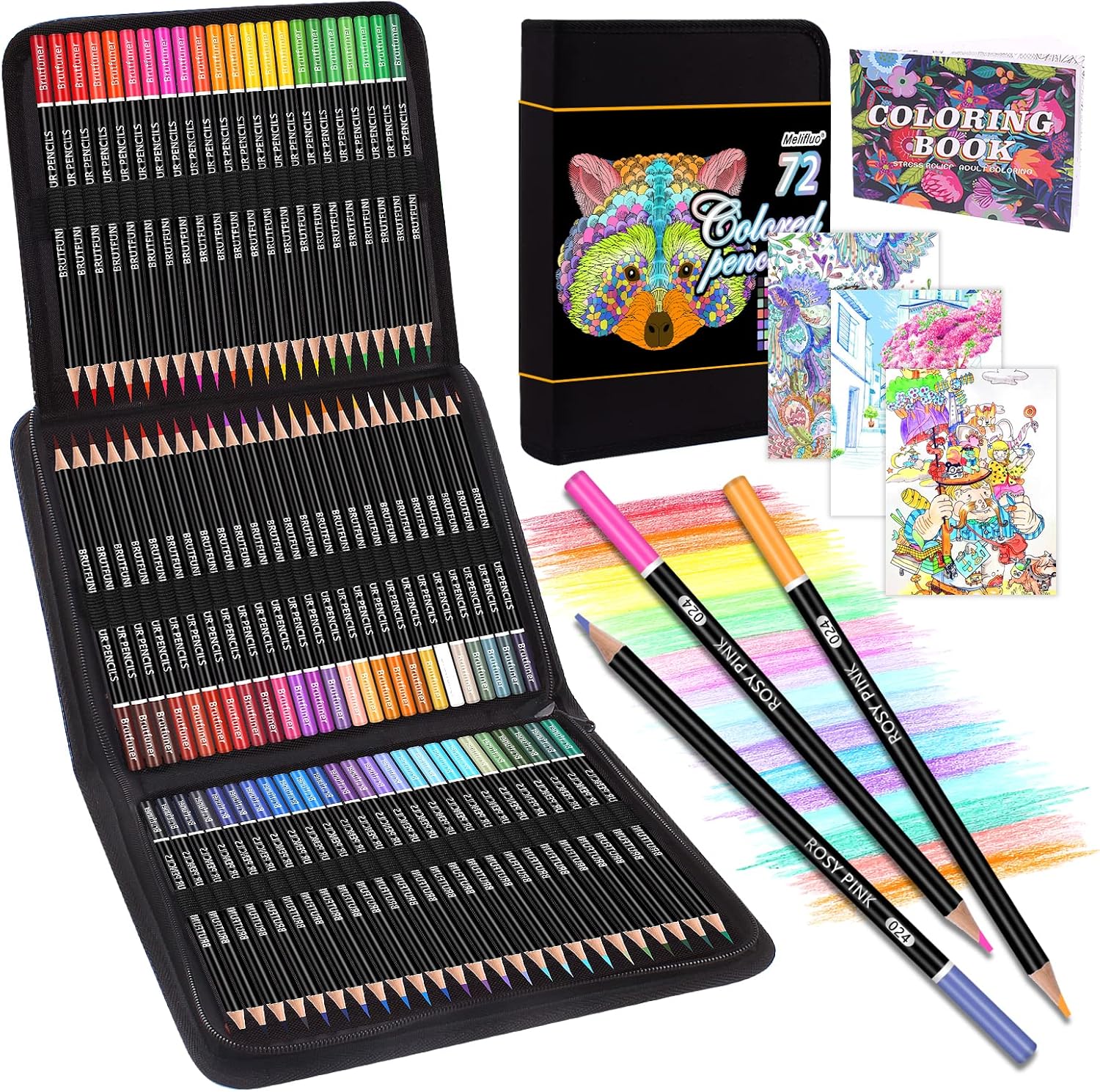 Melifluo 72 Colouring Pencils Set with Black Portable Zipper Bag. Professional C...