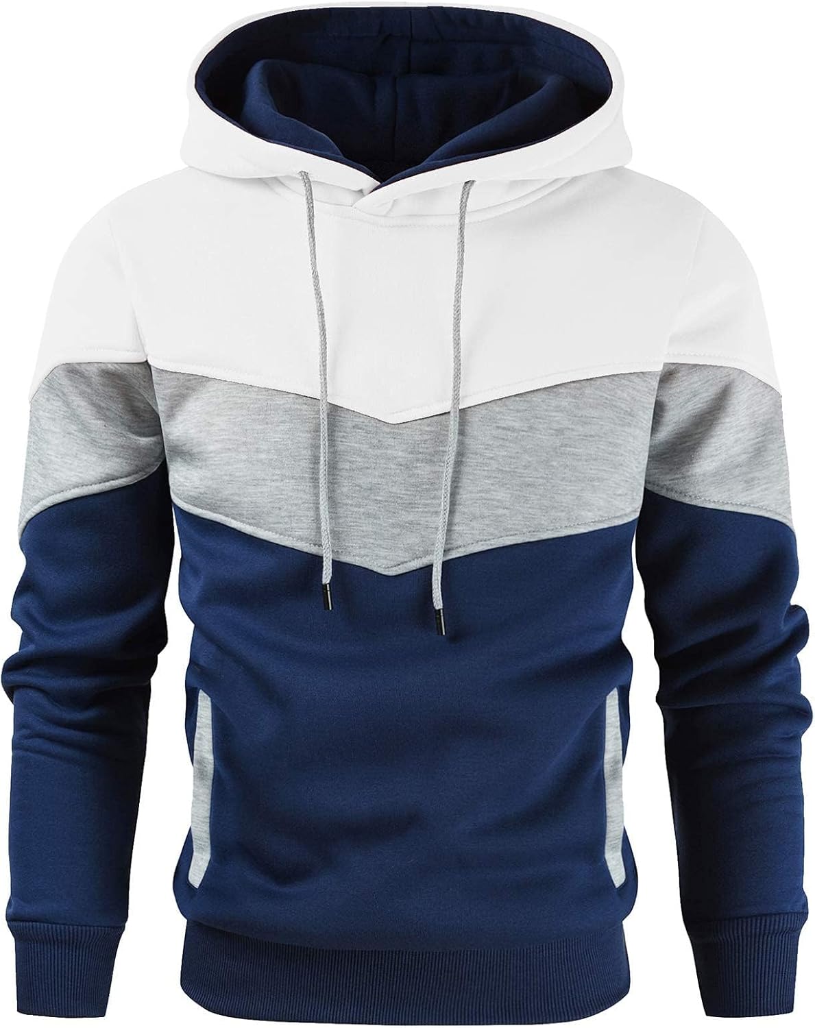 Stylish Gesean Men's Hoodie, Unique Novelty Color Block Pullover, Comfortable Fl...