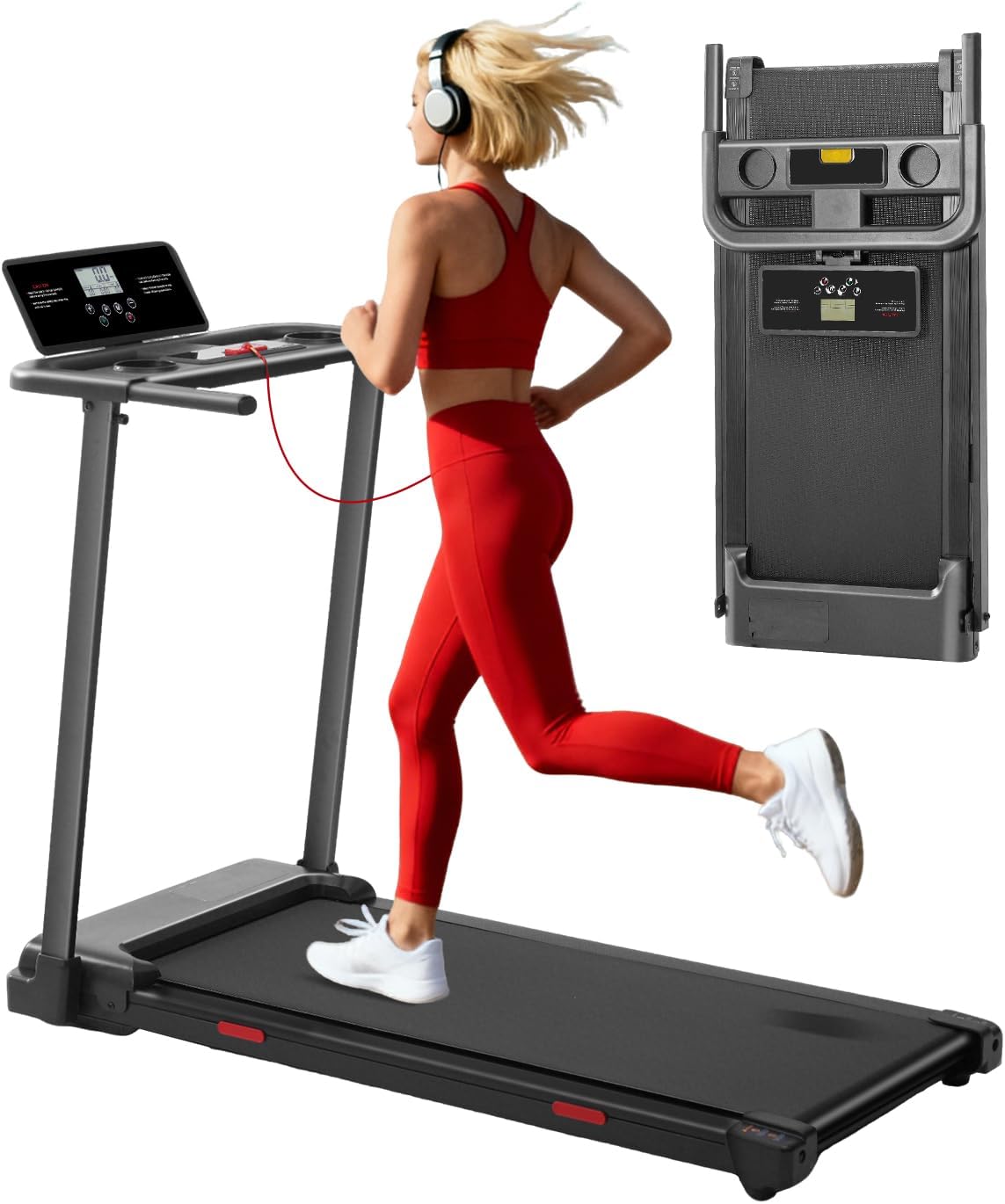 Portable Treadmill, Special Electric Small Treadmills with Handles, Powerful 3.5...
