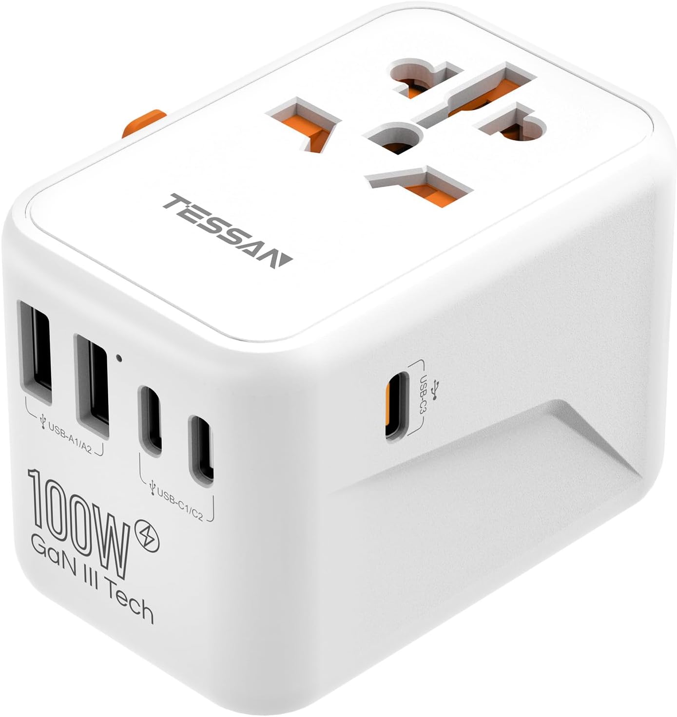 Universal Travel Adapter 100W, TESSAN International Travel Adapter with GaN Char...