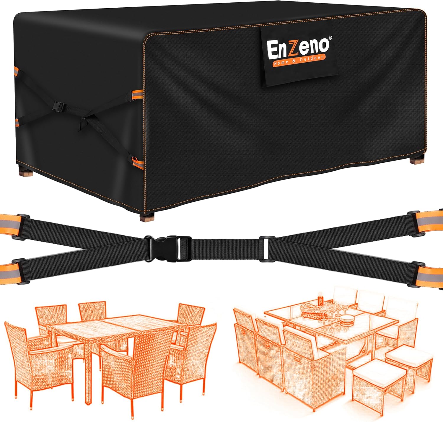 Premium Enzeno Garden Furniture Covers, New Upgrade Waterproof Outdoor Table Cov...