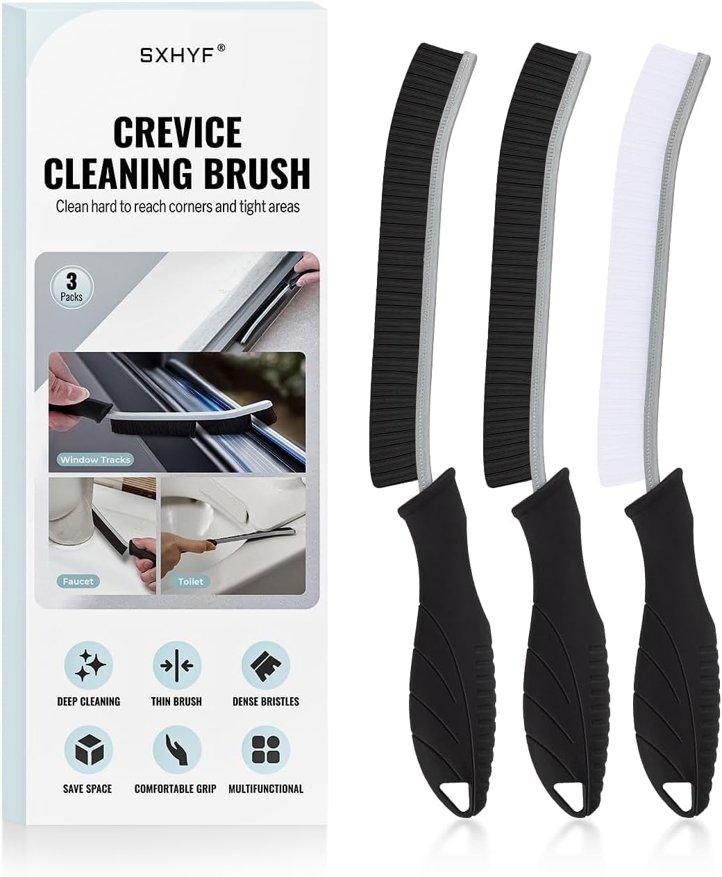 SXhyf Cleaning Brush - Hard Bristle Crevice Cleaning Brush UK, Multifunctional G...