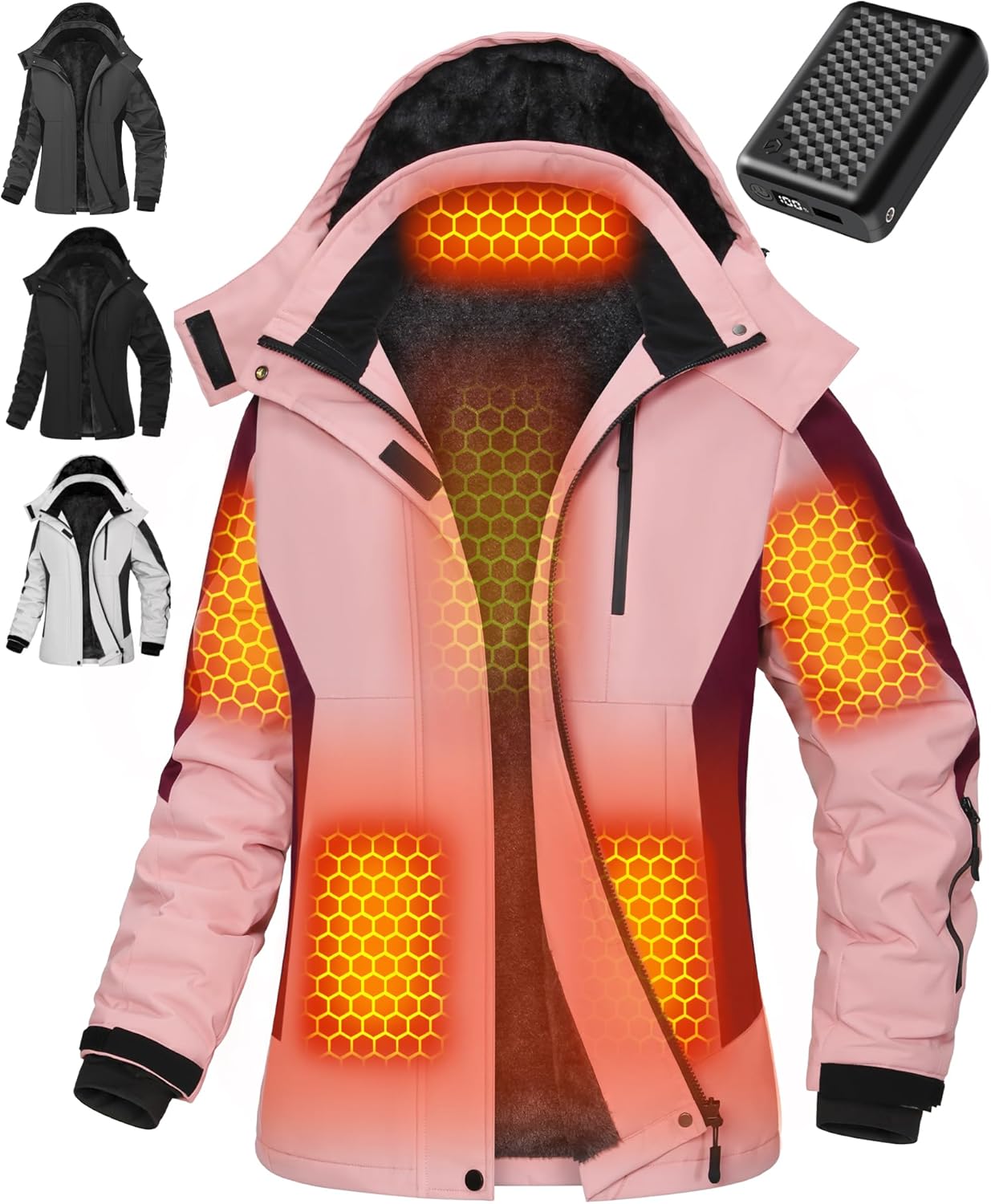 Wulcea Graphene Heated Jacket For Women 12V 18400mAh Fast Charge With Large Capa...