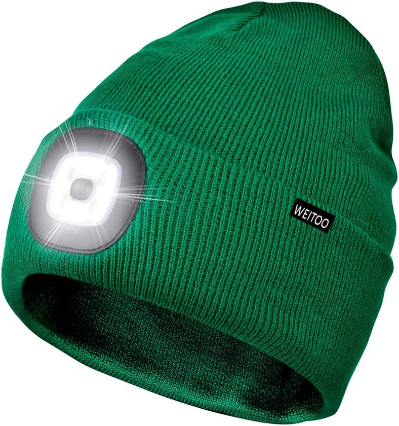 Unisex 4 LED Lighted Beanie Cap, Innovative USB Rechargeable Running Hat, Super...