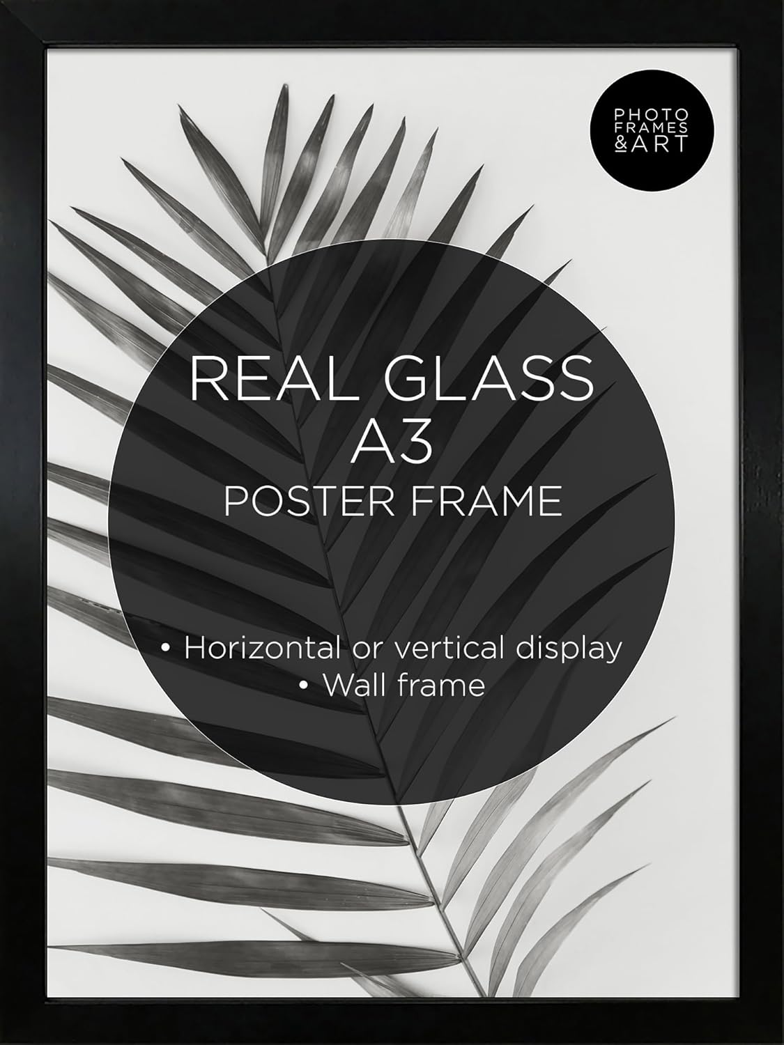 pf+a REAL GLASS A3 Black Frame Glass - PREMIUM A3 Picture Frame Black - Oxford A...