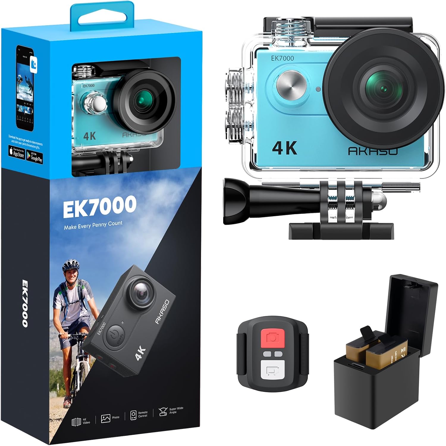 AKASO EK7000 4K30FPS Action Camera - 20MP Ultra HD Underwater Camera 170 Degree...