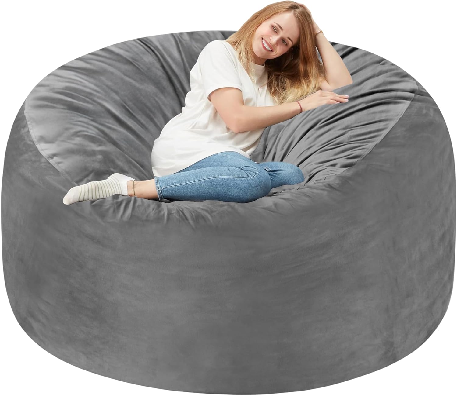 Homguava 5FT Bean Bag Chair Giant BeanBag with Memory Foam Filled, Comfy Bean Ba...