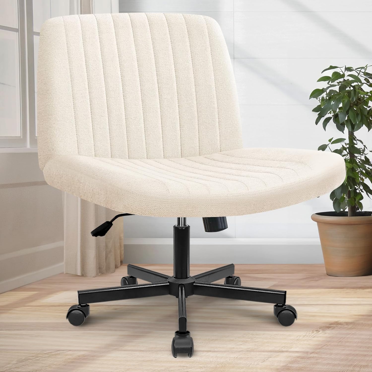 Orange Factory Criss Cross Chair Wheels Wide Cross Legged Office Desk Vanity Cha...
