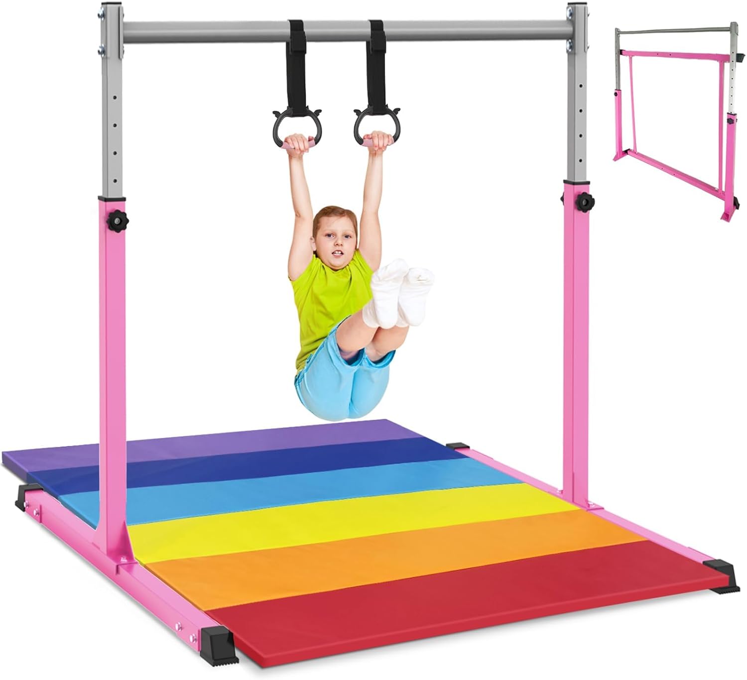 Safly Fun Gymnastics Bar for Kids Ages 3-15 | Sturdy Steel Home Gym, Adjustable...