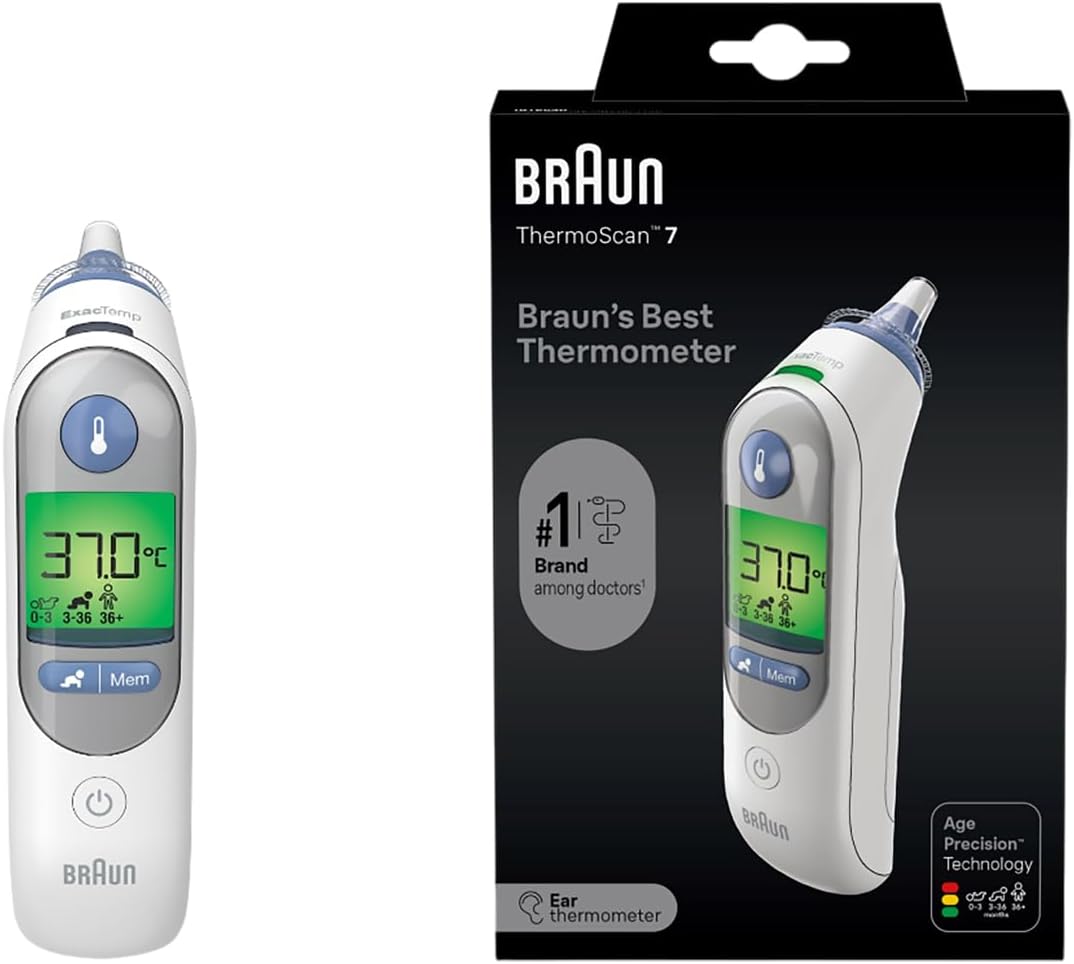 Braun ThermoScan 7 Ear thermometer - Age Precision Technology - Colour-coded Dig...