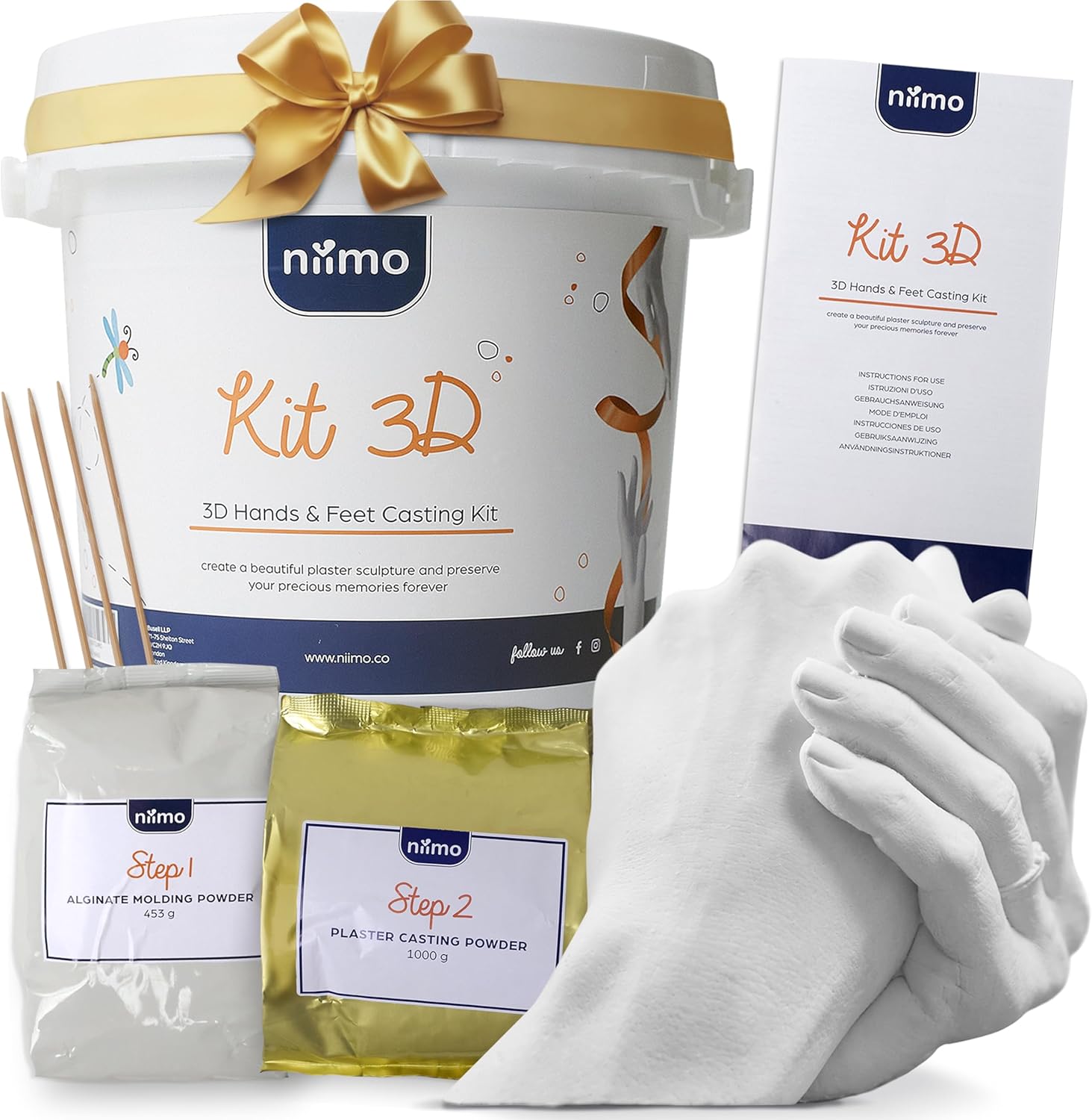Niimo® 3D Hand Casting Kit - Personalised Gifts for Her, Lifelike Hand Moulding...