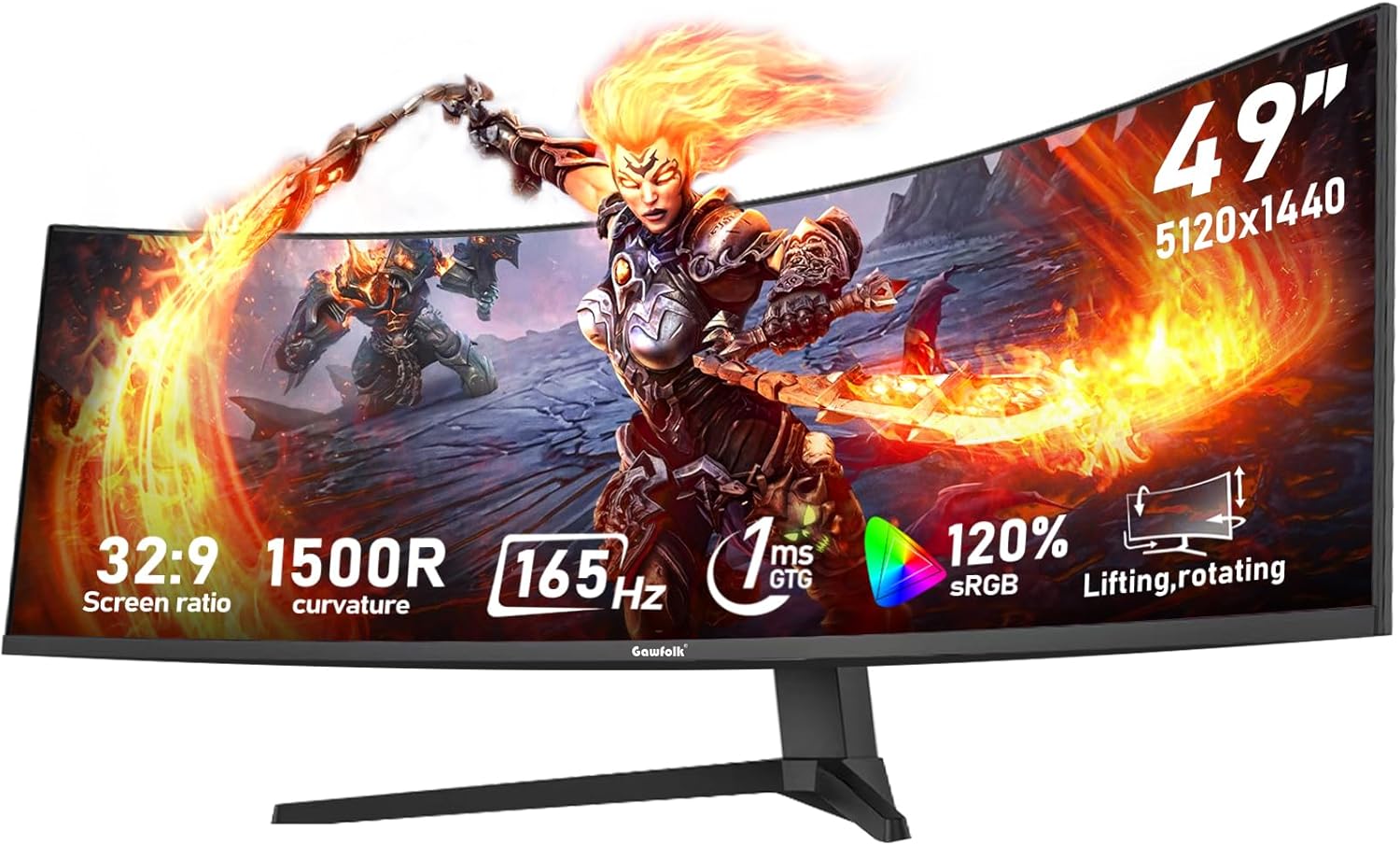 Exceptional Gawfolk 49 Inch Curved Gaming Monitor, Premium Ultra-Wide Computer M...