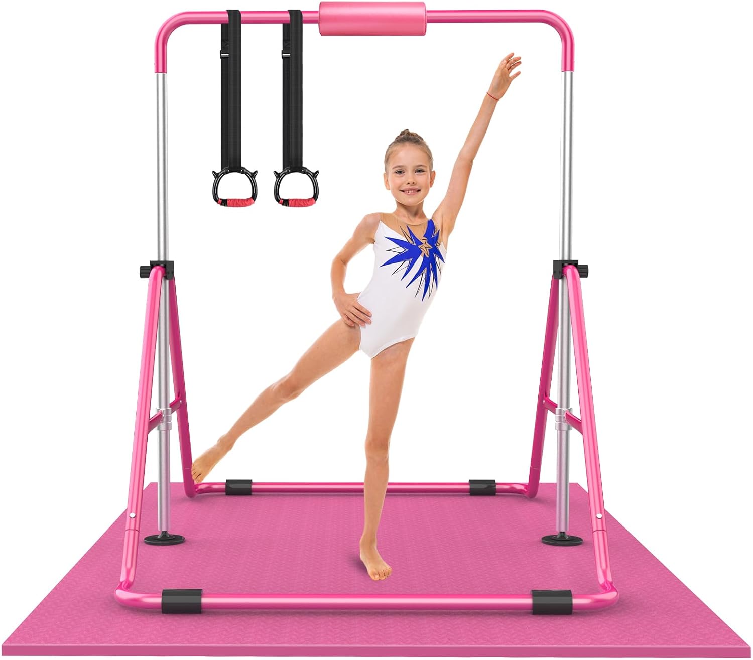 Gymnastic Bars for Kids with Adjustable Height, Folding Gymnastic Training Kip B...