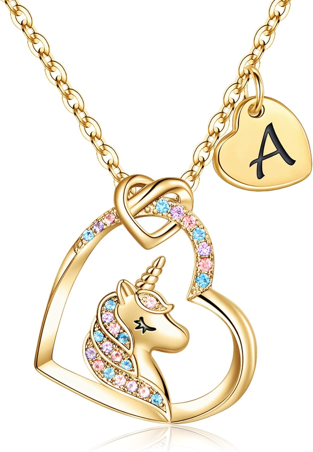 Hidepoo Stocking Stuffers for Teen Girls Kids - Colorful CZ Heart Pendant Initia...