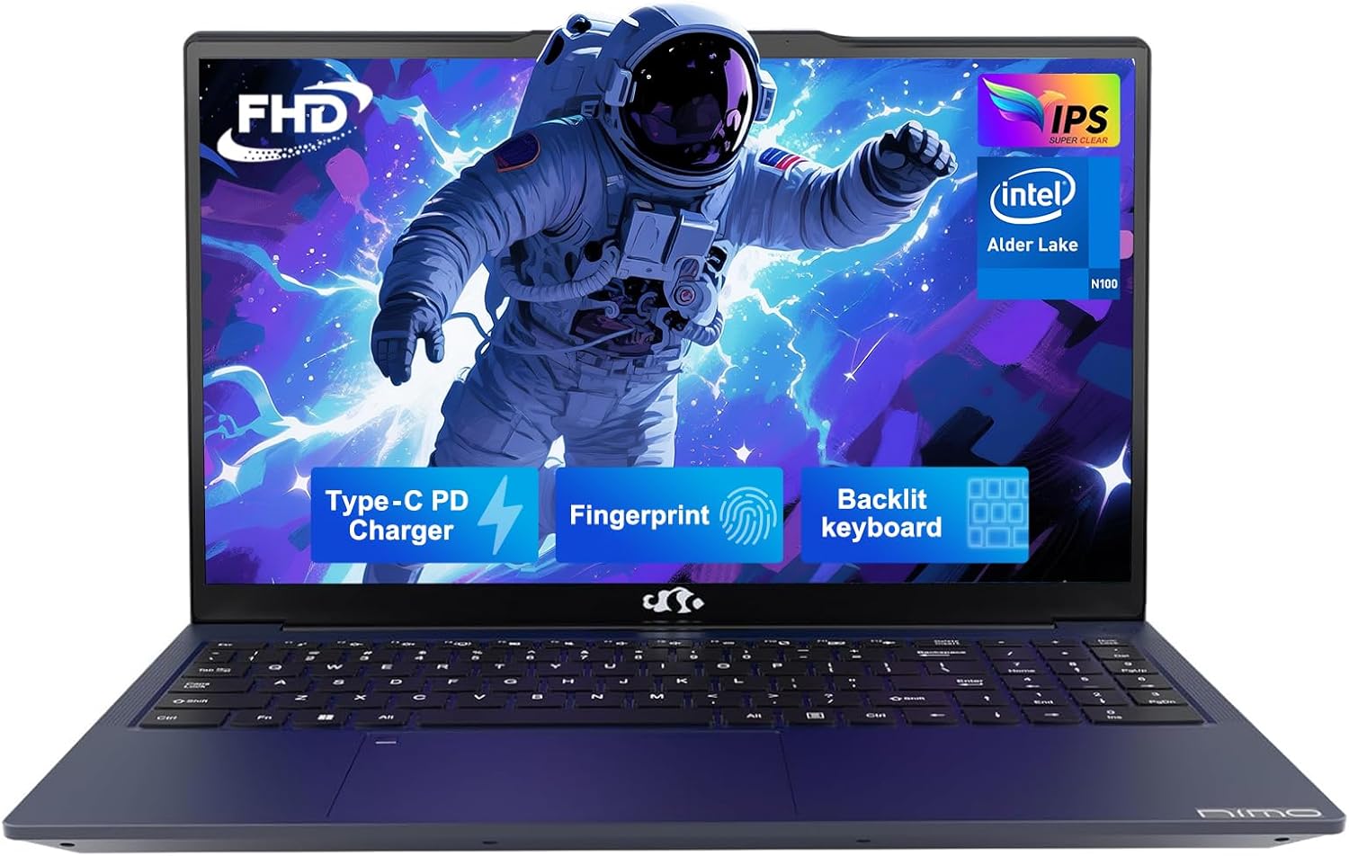 NIMO 15.6" IPS FHD-Laptop-Computer, Intel Pentium Quad Core N100 8GB RAM 128GB S...