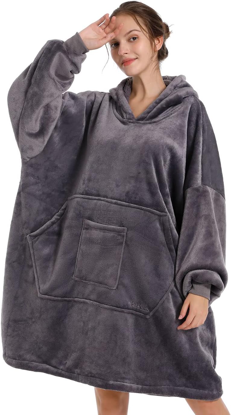 REDESS Blanket Hoodie Sweatshirt, Special Wearable Blanket with Oversized Sherpa...