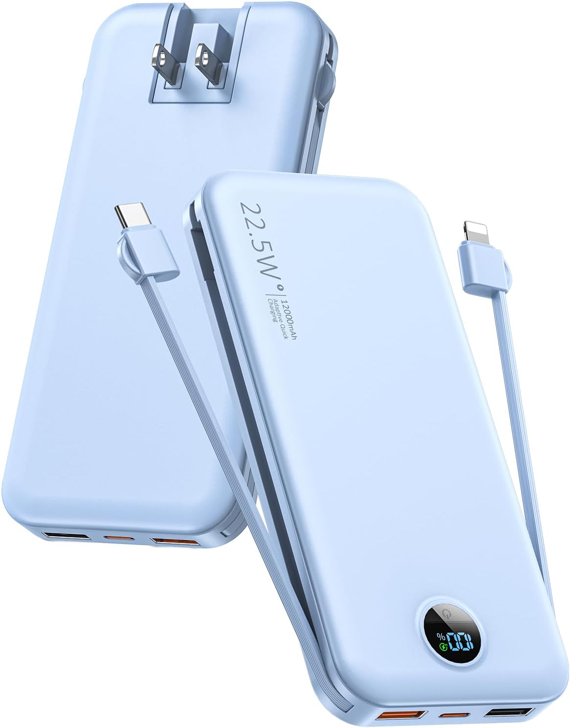 Portable Charger, Special Charger With Built-in Cables and Wall Plug, High-Capac...