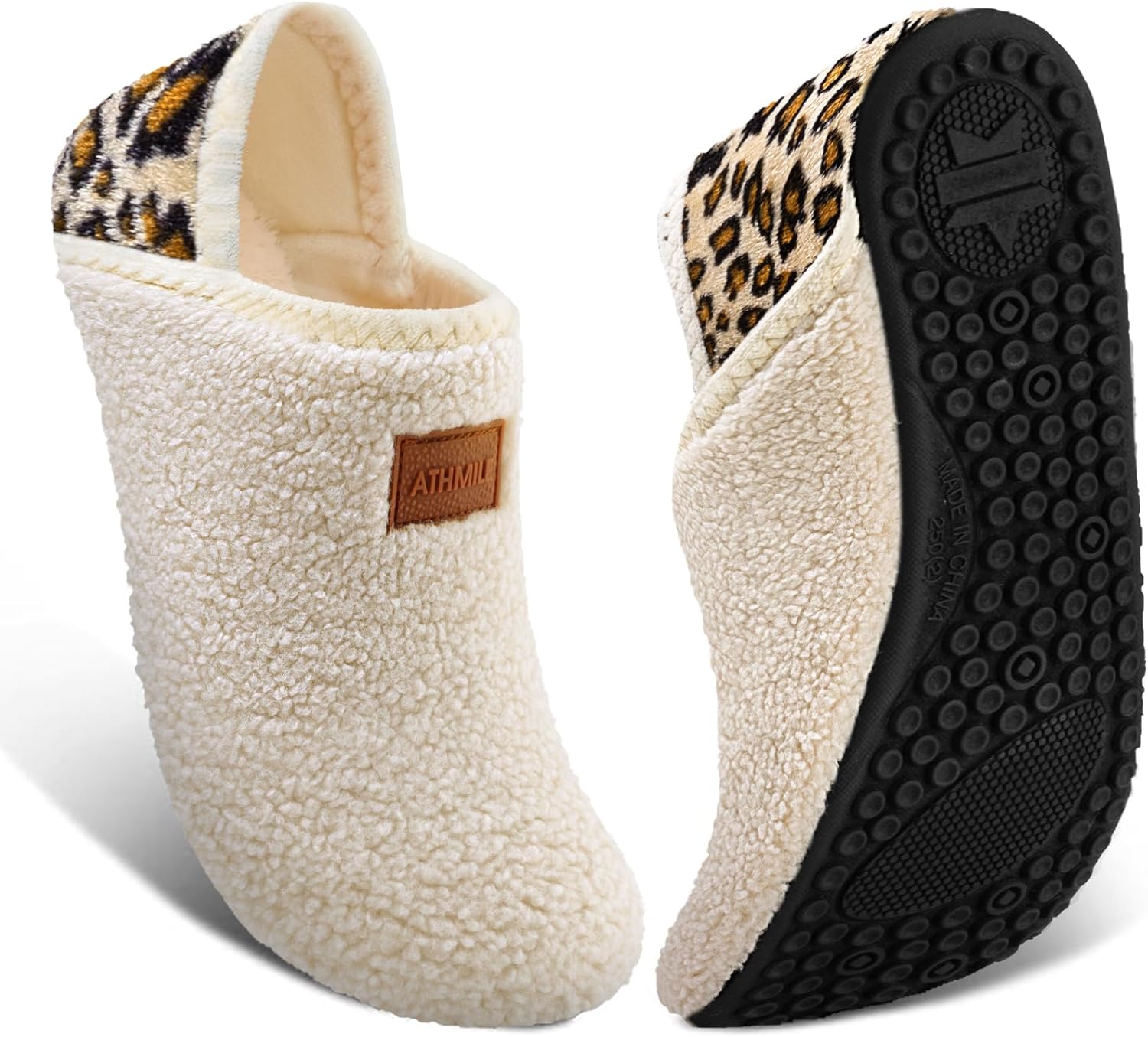 ATHMILE House Slippers for Women Men Indoor Barefoot Slippers Socks Furry Slip o...
