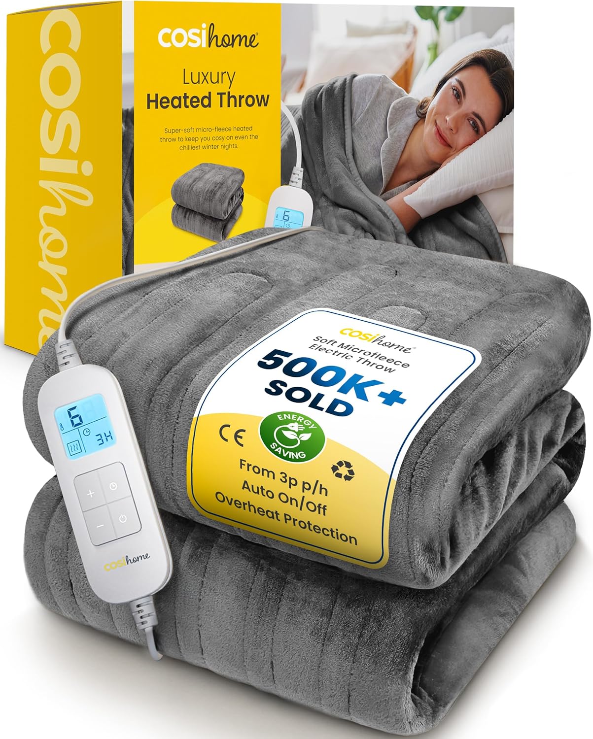 Cosi Home® Luxury Heated Throw - Electric Blanket - Extra Large Heated Blanket,...