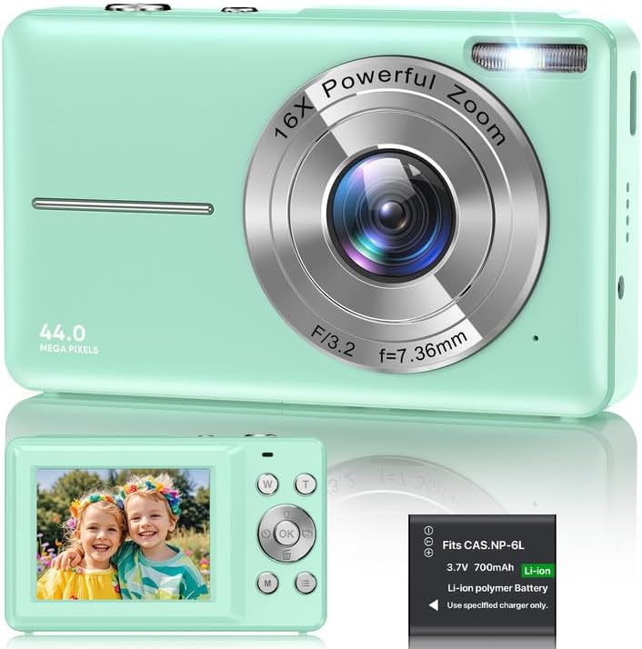 Digital Camera 1080P, 44MP FHD Compact Digital Camera, 16X Digital Zoom Portable...