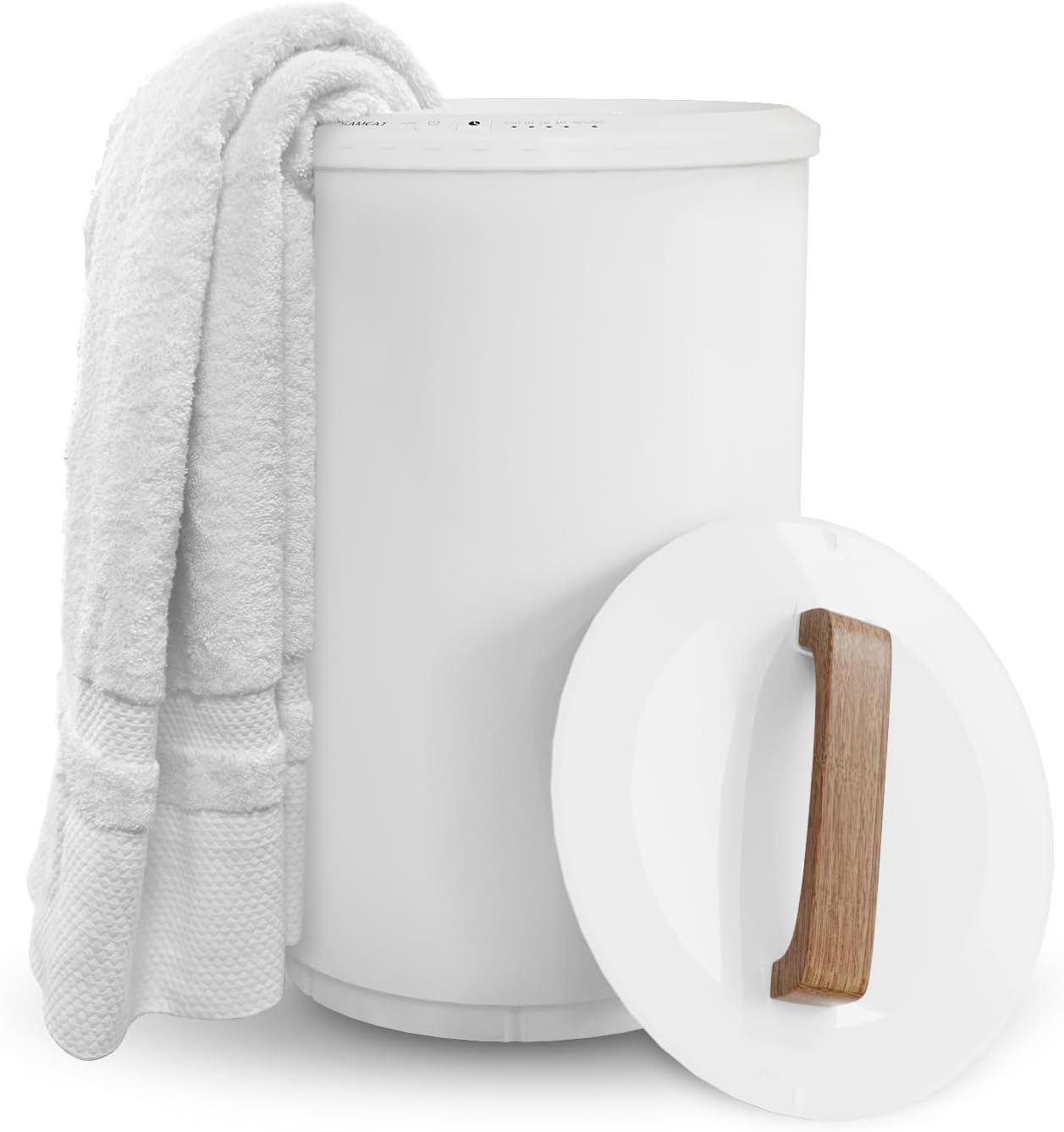 SAMEAT Heated Towel Warmers for Bathroom - Large Towel Warmer Bucket, Wood Handl...