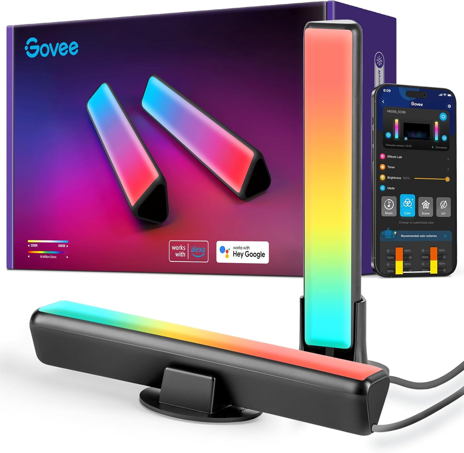 Govee Smart LED Light Bars, Work with Alexa and Google Assistant, RGBICWW WiFi T...