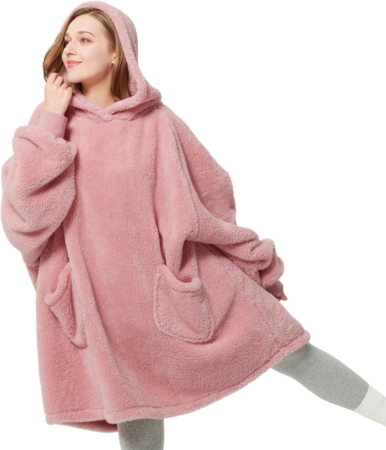 Bedsure Wearable Blanket Hoodie, Special Fluffy Fleece Hoodie Blanket for Adults...