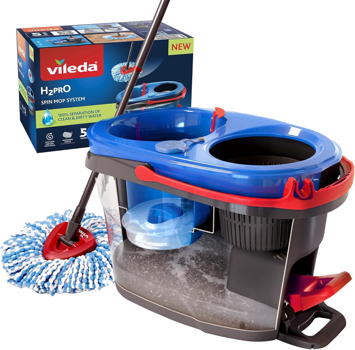 Vileda H2PrO Spin Mop System - Separates clean and...