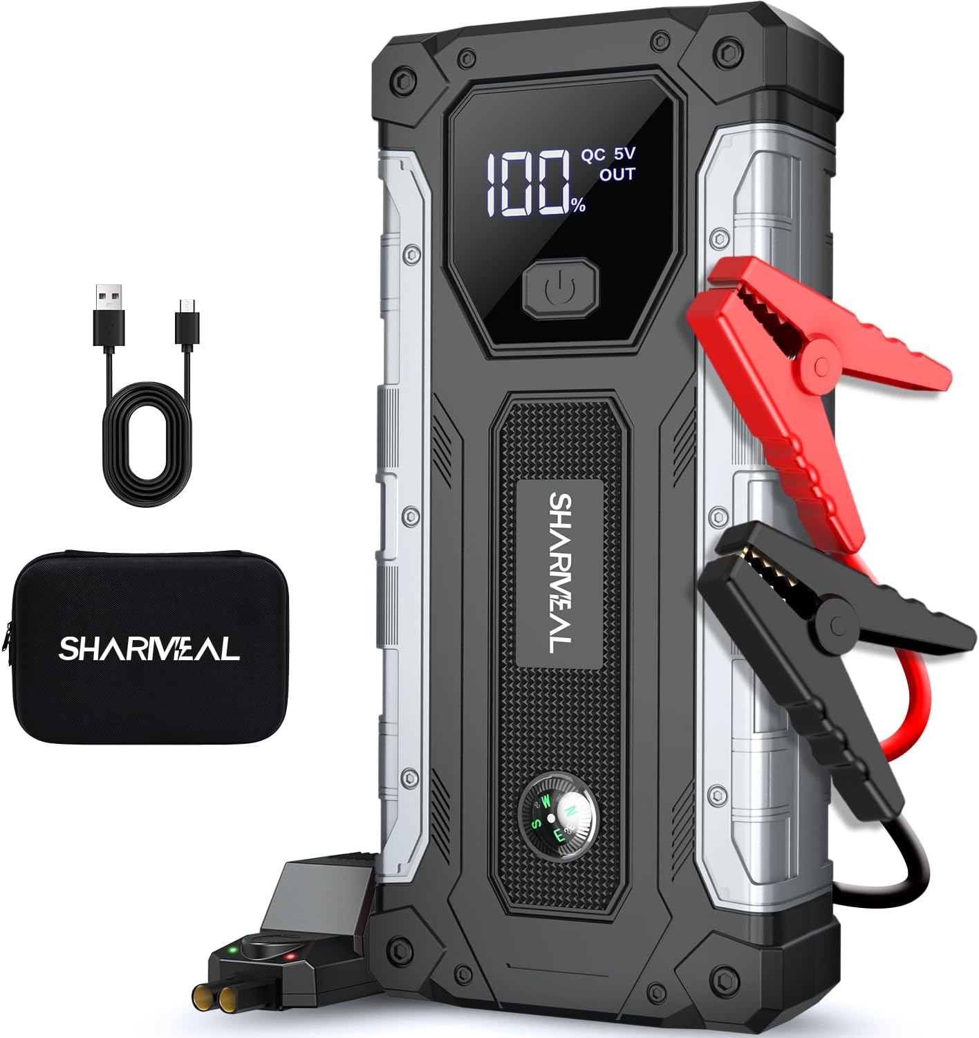 Sharmeal Car Jump Starter 3000A, Jump Starter Battery Pack for 9.0L Gas and 7.0L...