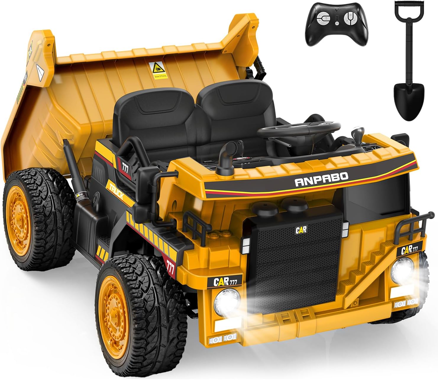 ANPABO 24V Ride On Dump Truck, 2X75W Powerful Motors, Up to 4.4Mph, EVA Tires, C...