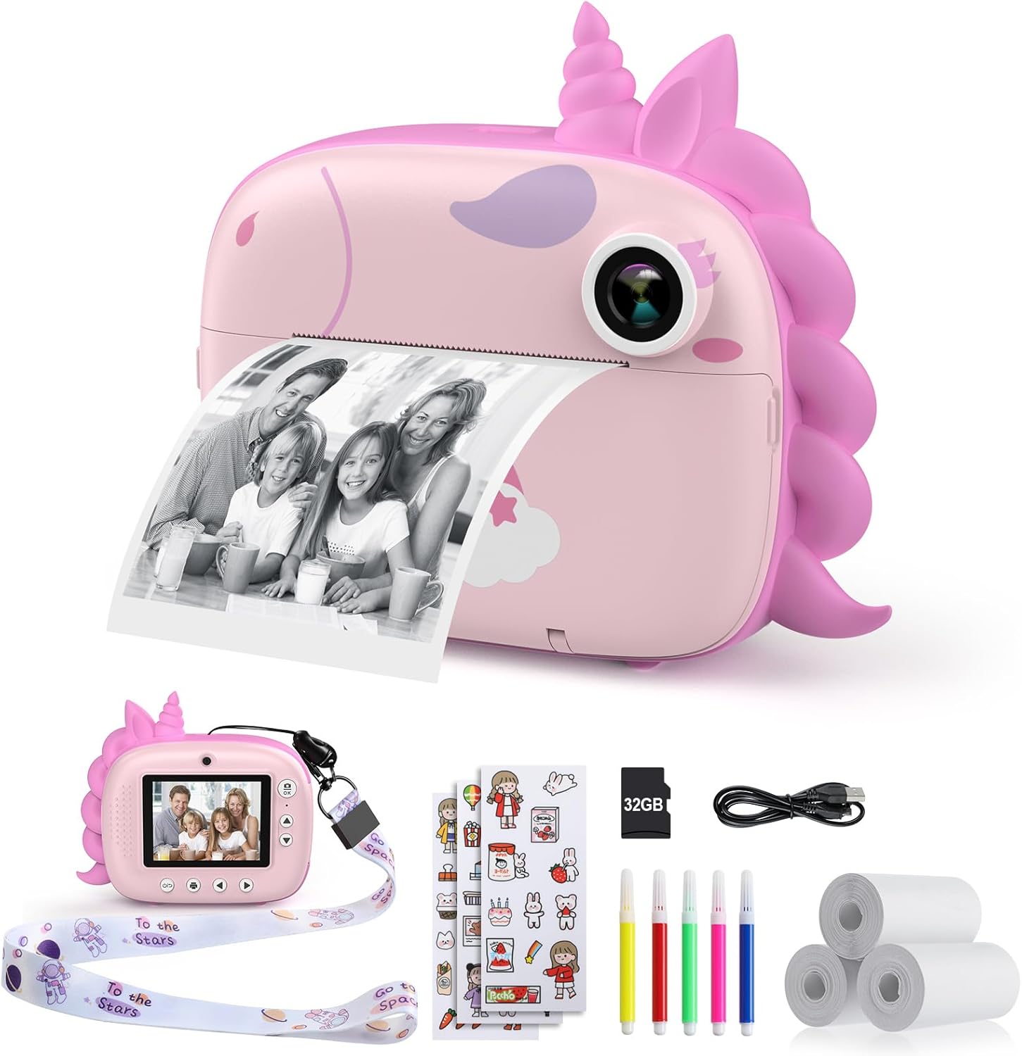 Kids Camera Instant Print, Digital Camera for Kids with No Ink Print Paper & 32G...