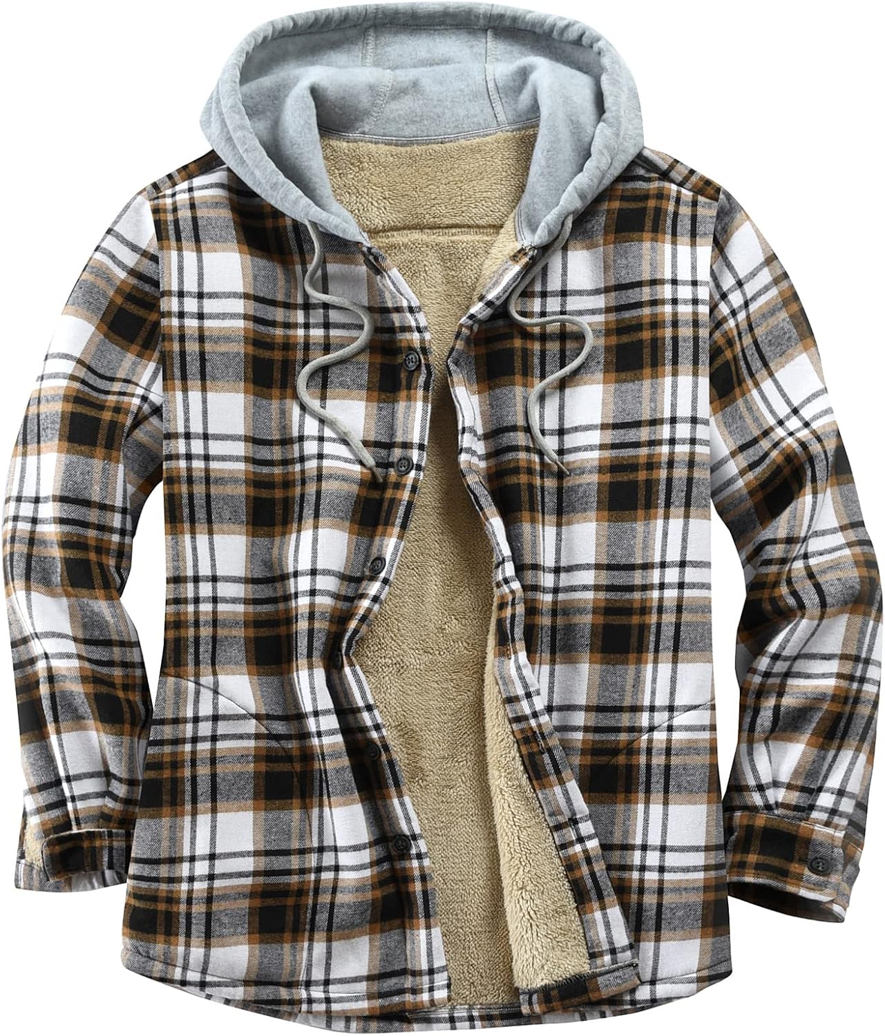 High-Quality Men's Cotton Plaid Shirts Jacket, Unique Fleece Lined Flannel Shirt...