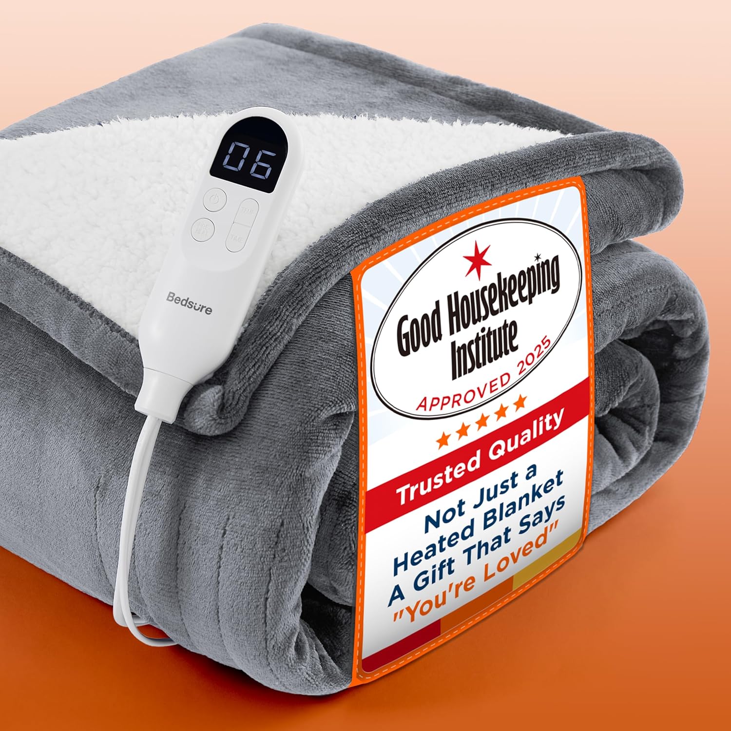 Bedsure Heated Blanket Electric Throw - Flannel Electric Blanket, Heating with 1...