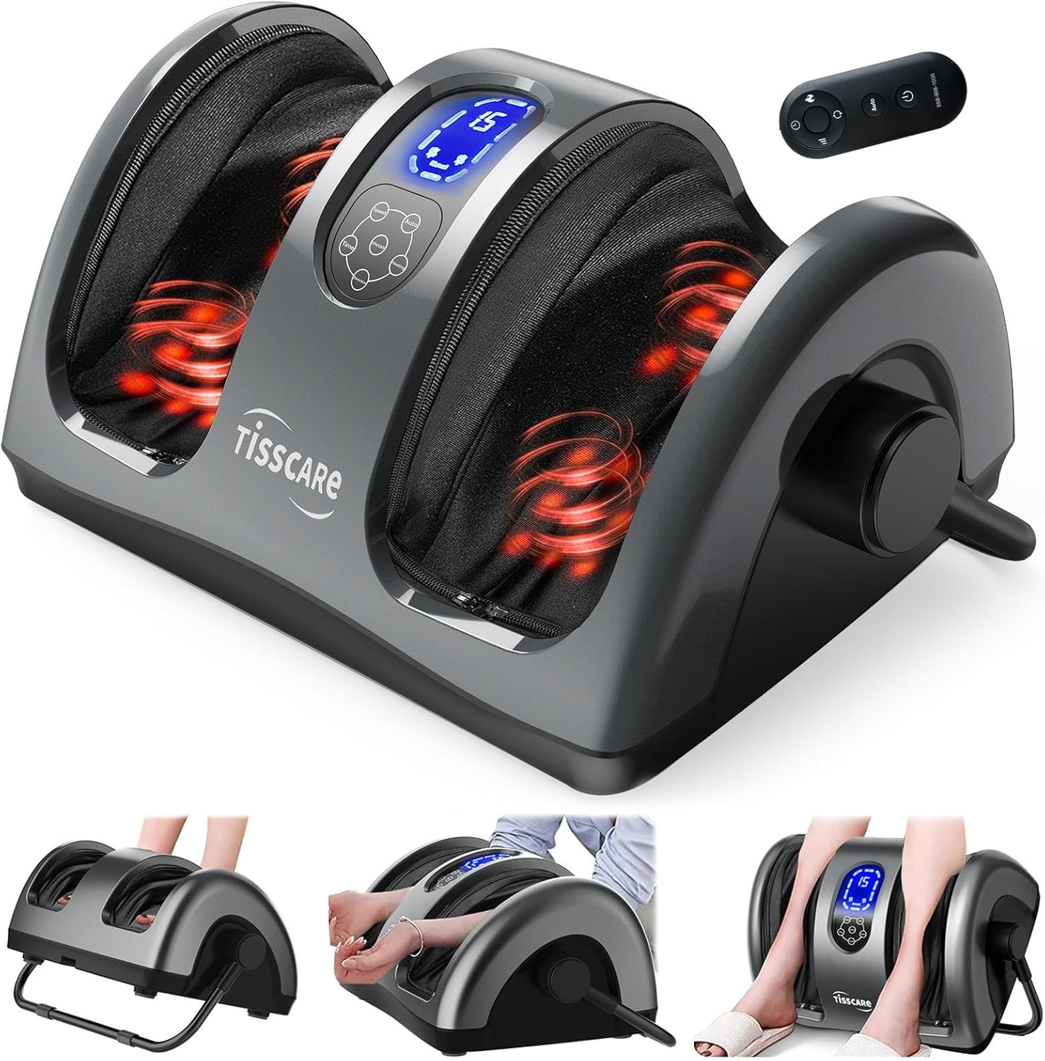 TISSCARE Shiatsu Foot Massager with Heat, FSA Eligible HSA Foot Massager for Pla...