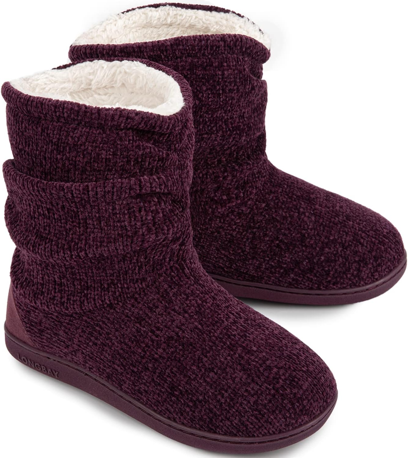 LongBay Women's Warm Slipper Boots Plush Fleece Lining Memory-Foam Cushioning No...