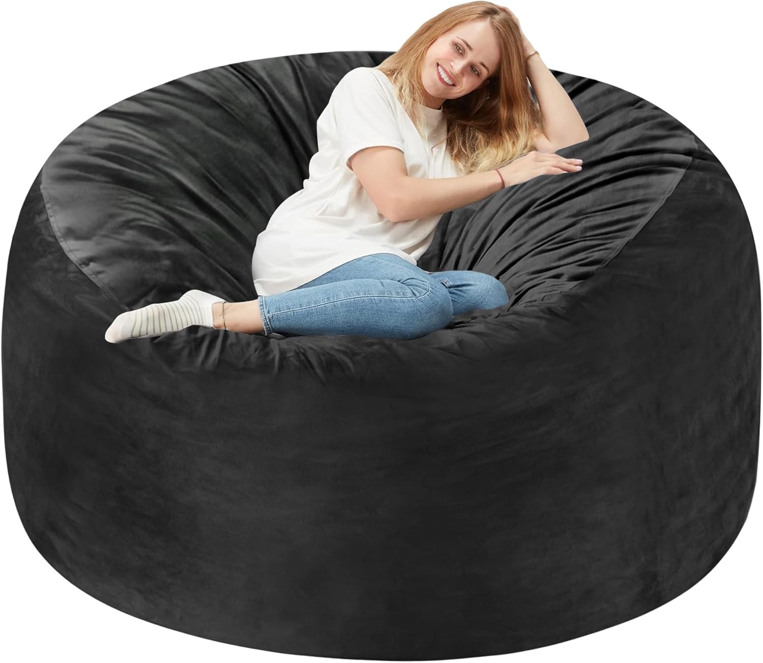 Homguava 5FT Bean Bag Chair Giant BeanBag with Memory Foam Filled, Comfy Bean Ba...
