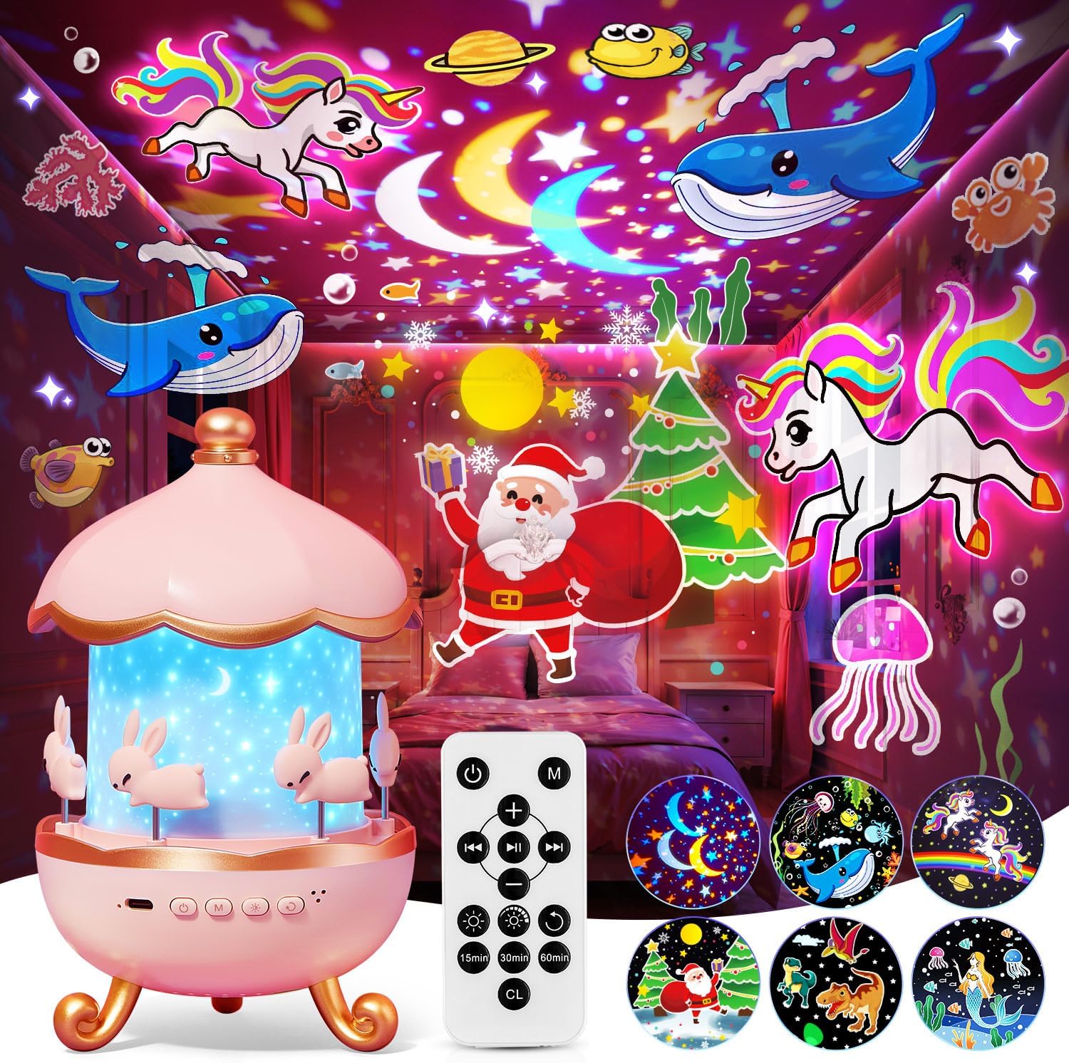 One Fire Night Light for Kids, Toys with 15 Films & 15 White Noises, Rechargeabl...