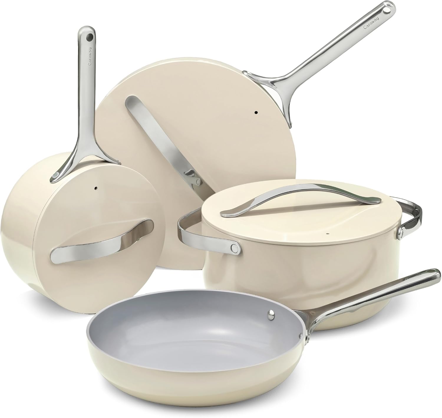Caraway Non-stick Ceramic Cookware Set (12 Piece) Pots, Pans, Lids and Kitchen S...