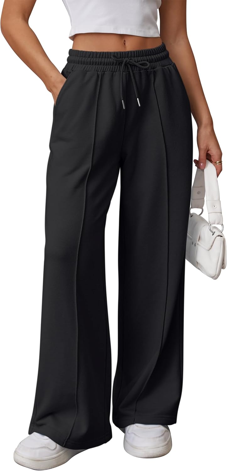 ATHMILE Womens Wide Leg Sweatpants High Waisted Baggy Pants Fashion Teen Girl Dr...