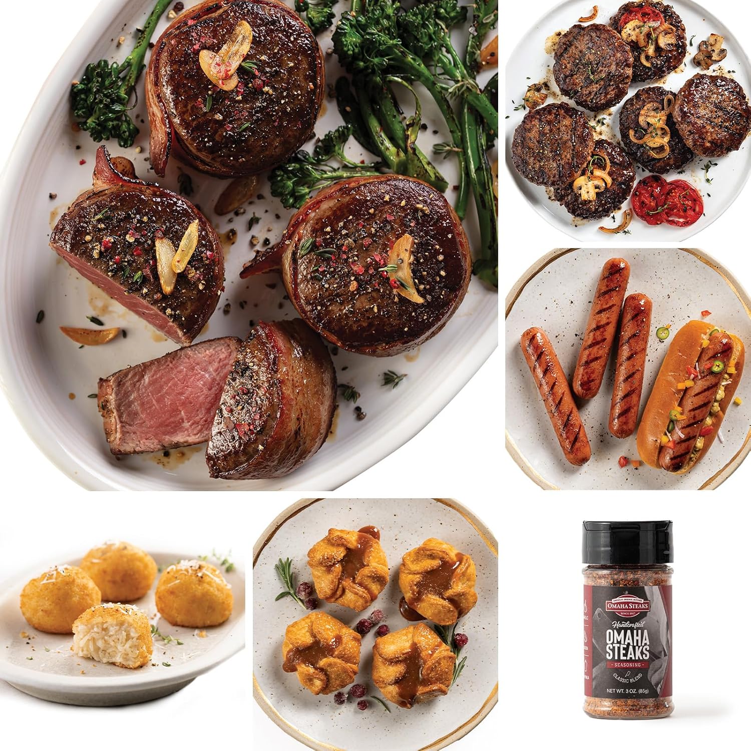 Omaha Steaks Deluxe Gift Package (4 Bacon-Wrapped Filet Mignons, 4 Steak Burgers...