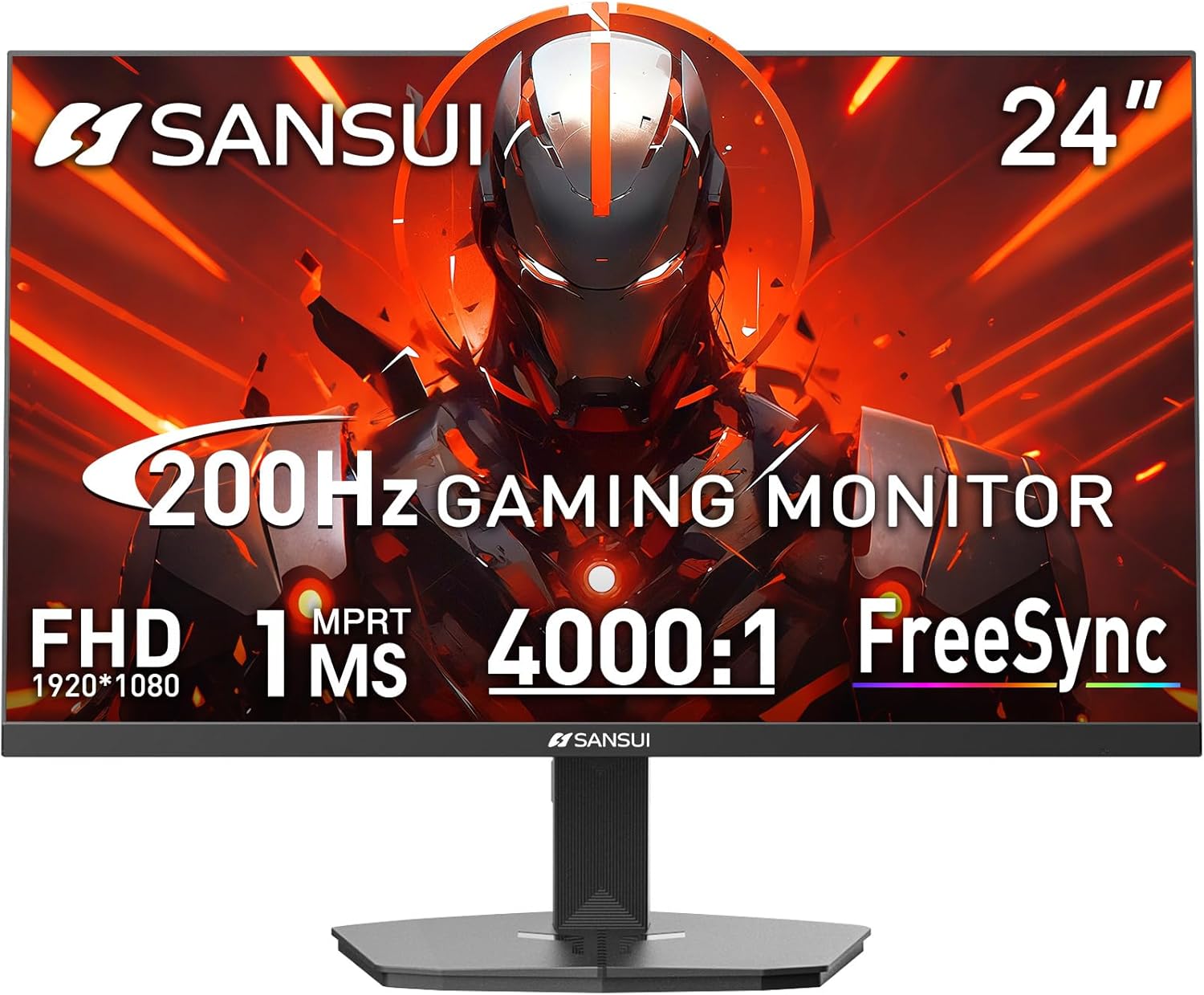 SANSUI Gaming Monitor, 24 Inch 200Hz 180Hz, FHD 1080P 1ms 110% sRGB Computer Mon...