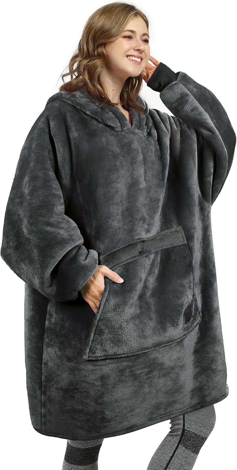 Catalonia Oversized Blanket Hoodie Sweatshirt, Wearable Sherpa Lounging Pullover...