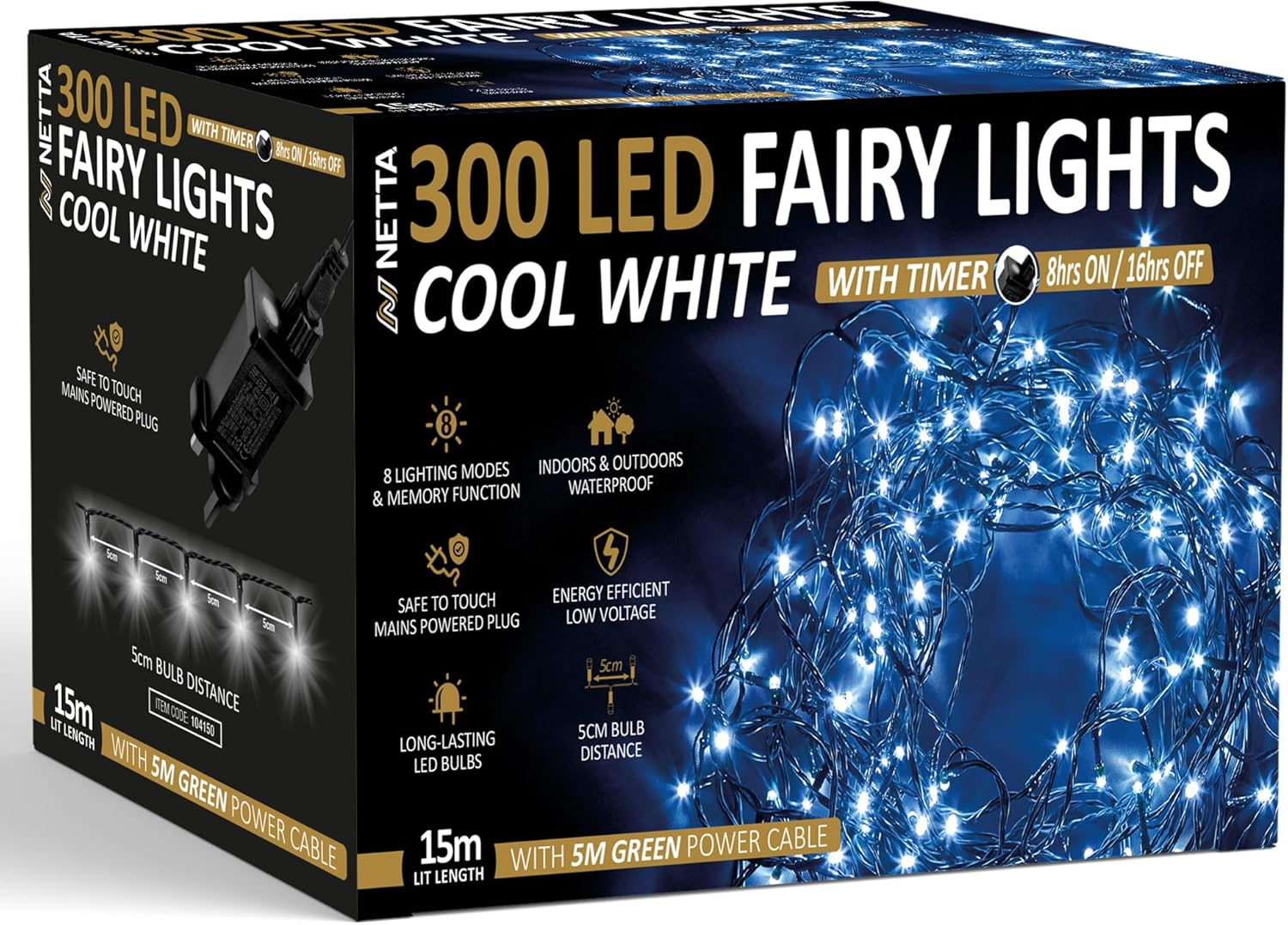 NETTA Christmas Tree Lights 300 LED 15m Fairy Stri...