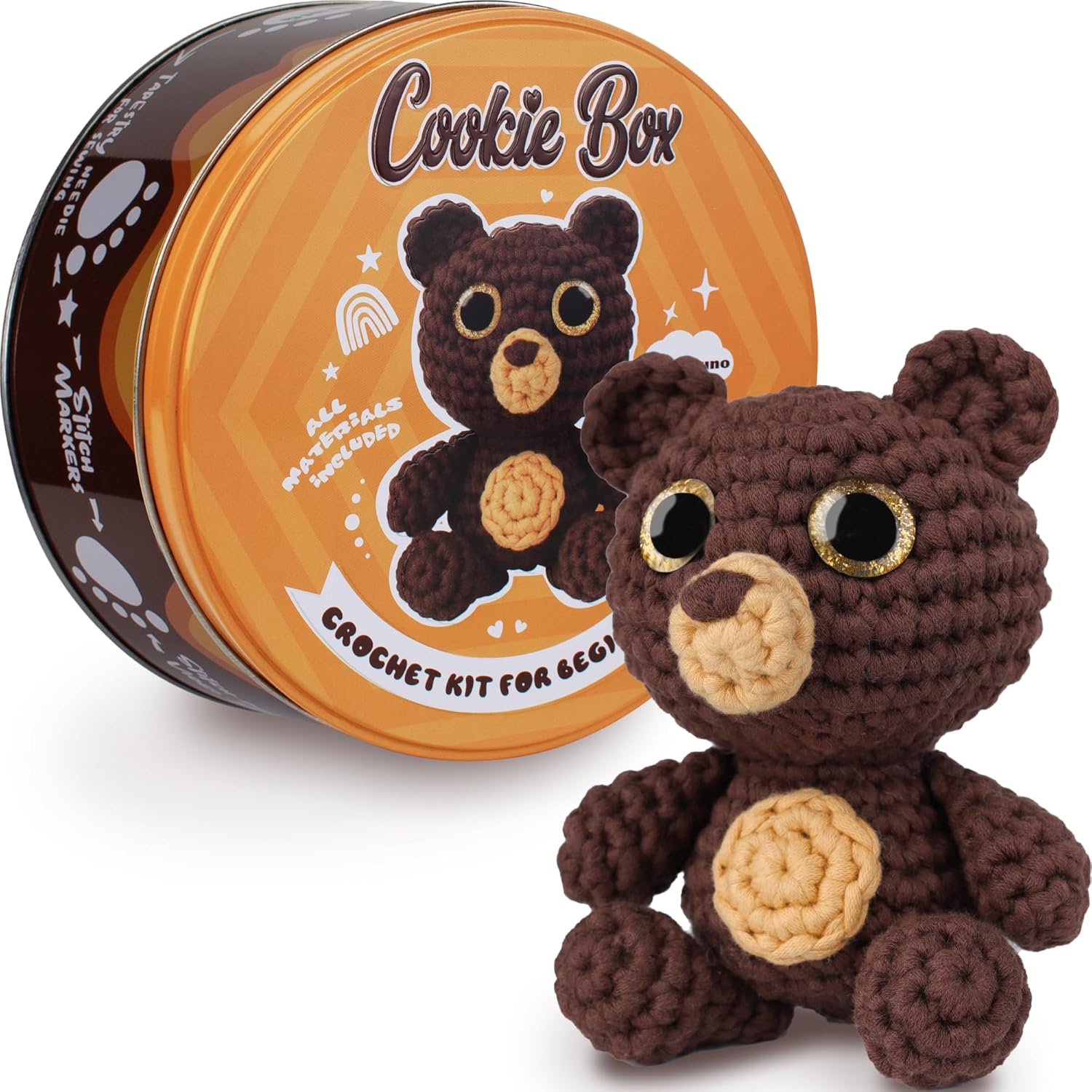 Cookie Box Crochet Kit, Special Kit for Beginners to Crochet Amigurumi Stuffed A...