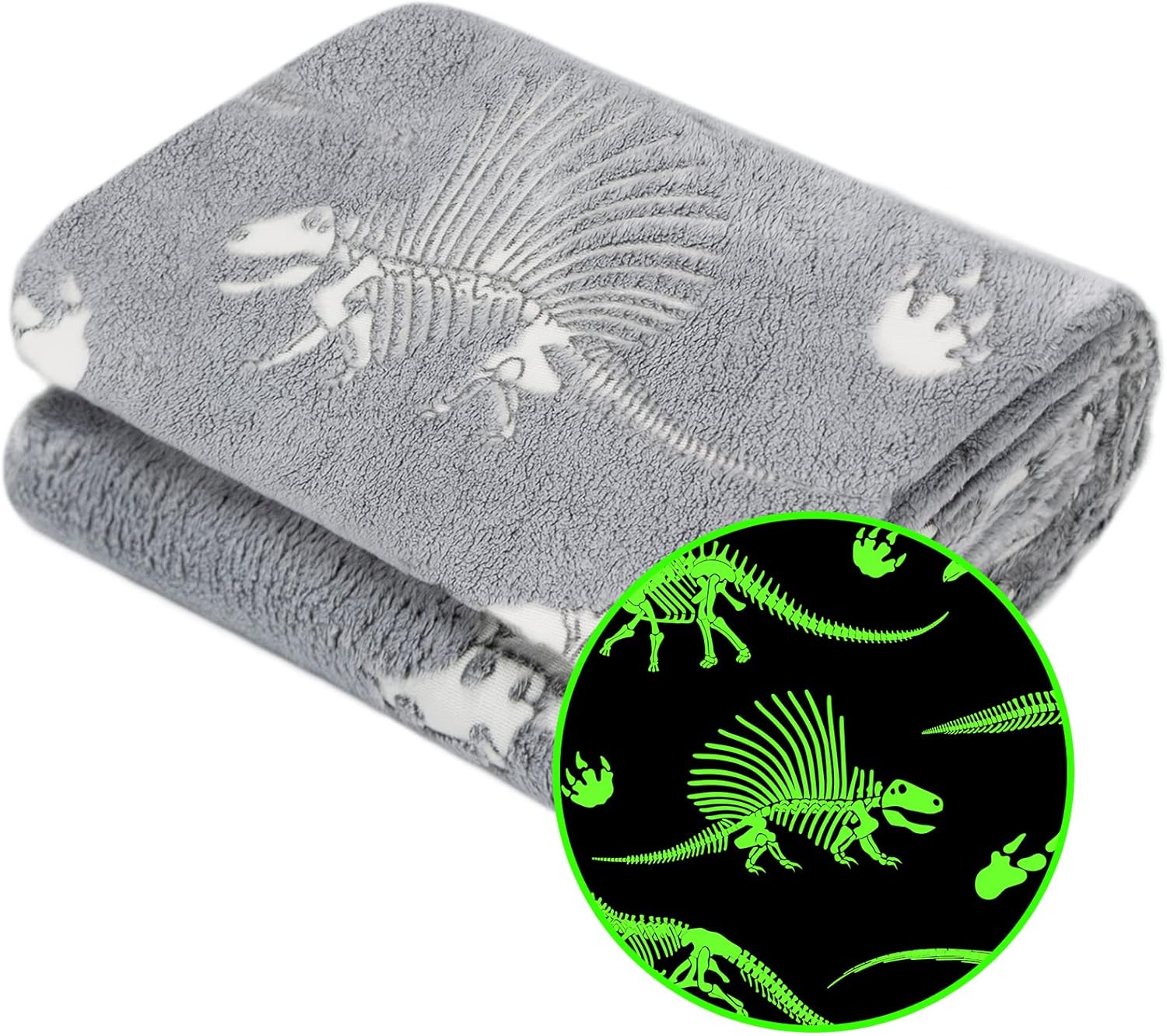 Glow in The Dark Blanket Dinosaur Throw Blanket for Boys Kids Soft Warm Cozy Cut...